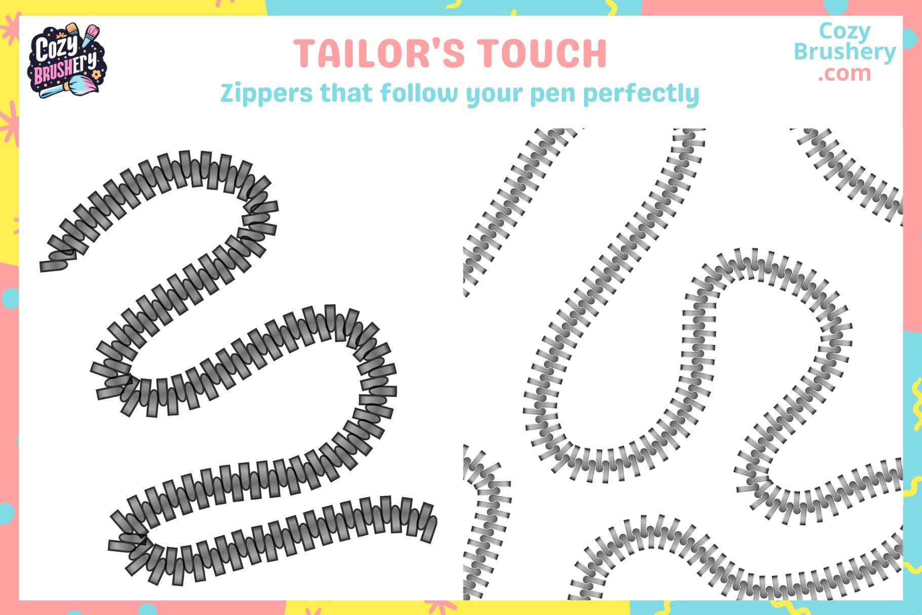 Procreate Brushes and Stamps: Closure Chic, 45 Fashion Brushes - Cozy Brushery