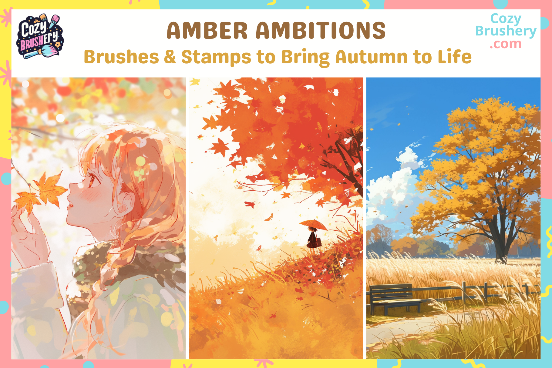 Procreate Brushes Autumn Leaves Extravaganza for Fall Art - Cozy Brushery