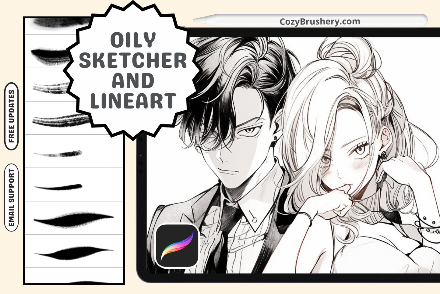 Procreate Brushes: Bold Ink and Lineart Legend Set - Cozy Brushery