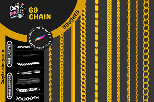 Procreate Brushes Chain Master Set 69 Versatile Chain Brushes - Cozy Brushery