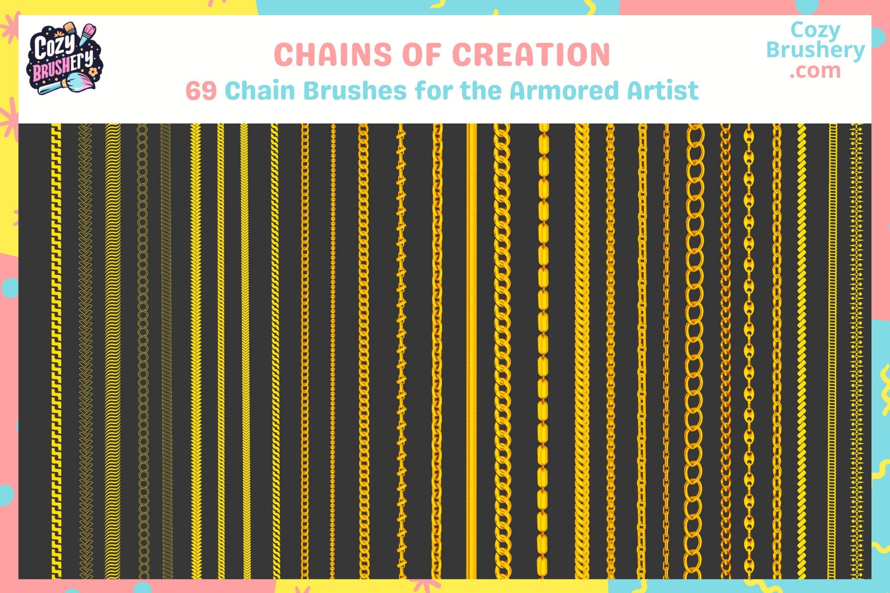 Procreate Brushes Chain Master Set 69 Versatile Chain Brushes - Cozy Brushery