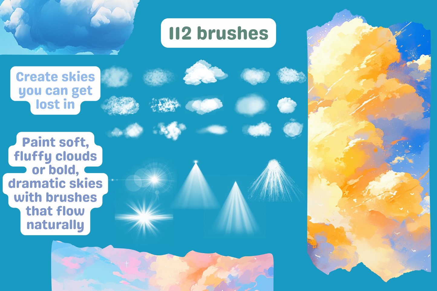 Procreate Brushes: Cloud Creativity Kit with 50 Brushes - Cozy Brushery