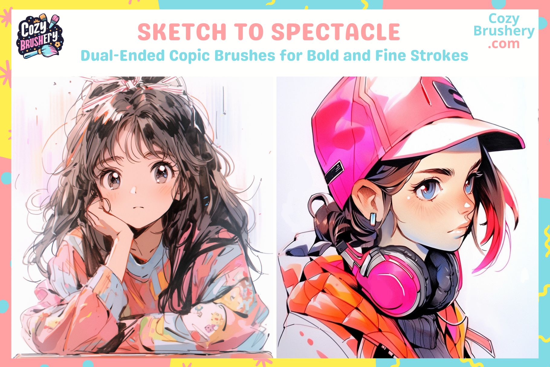 Procreate Brushes: Copic Craze 28 Marker Brushes Set - Cozy Brushery