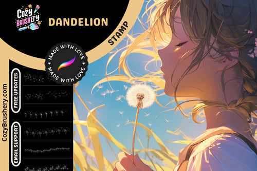 Procreate Brushes Dandelion Dreams Whimsical Stamps - Cozy Brushery