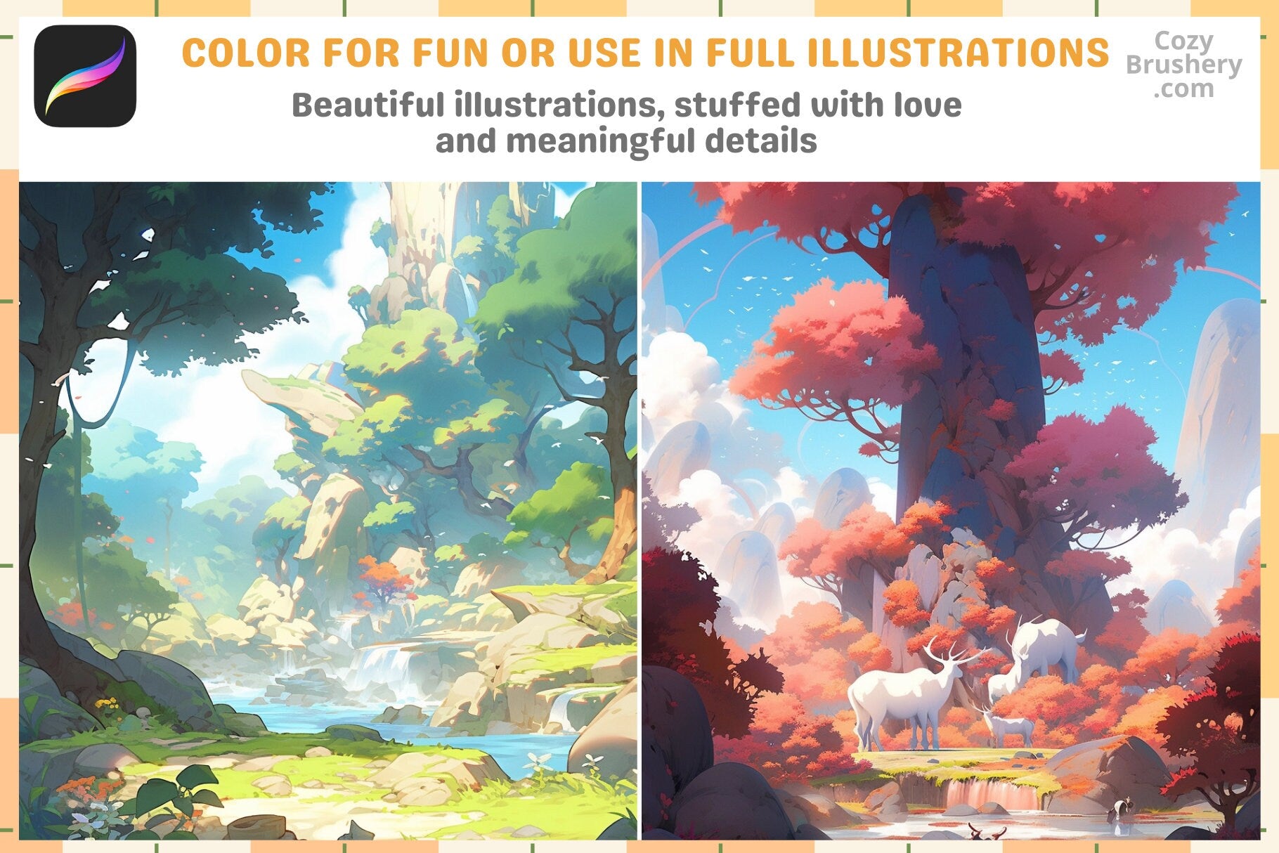 Procreate Brushes: Fantasy Realm Pack with 200 Plus Stamps - Cozy Brushery