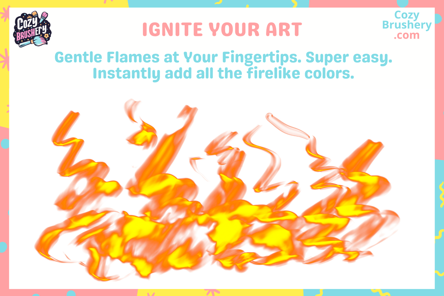 Procreate Brushes Fun Minimalist: Dreamy Escapade Pack, 9 Fun Brushes for Instant Magic, Fire, Bubbles, Ink, Neon, and More - Cozy Brushery