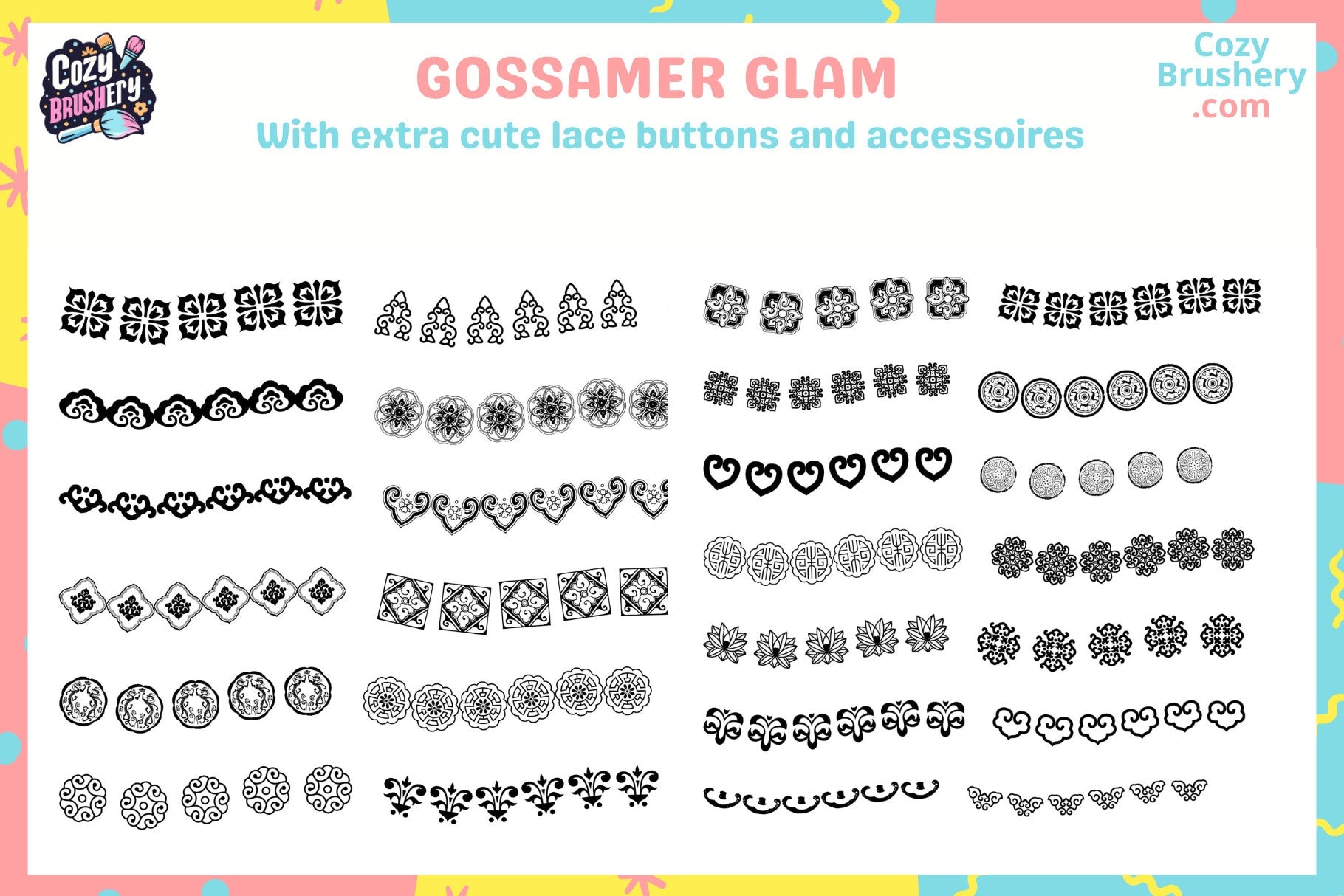 Procreate Brushes: Lace Lush, 187 Lace Brushes Set - Cozy Brushery