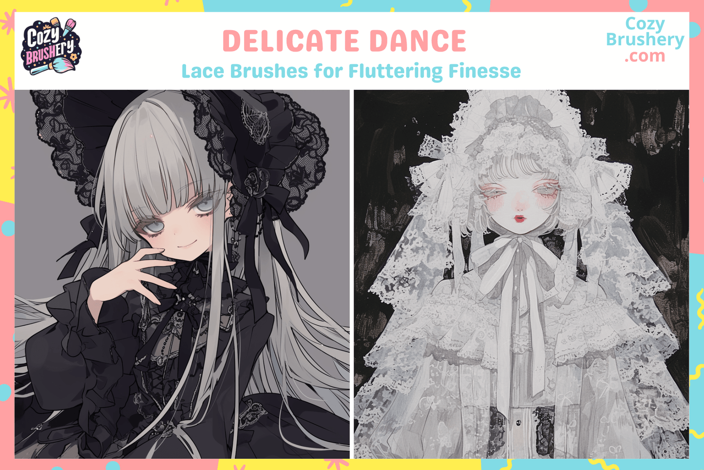 Procreate Brushes: Lace Lush, 187 Lace Brushes Set - Cozy Brushery