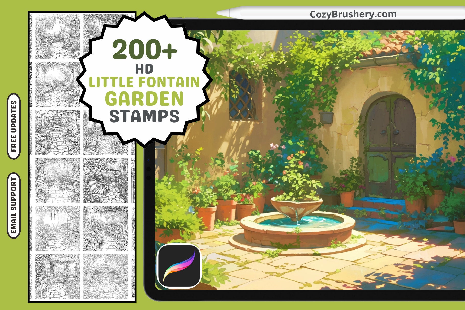 Procreate Brushes Little Garden Delight 160 Detailed Brushes - Cozy Brushery