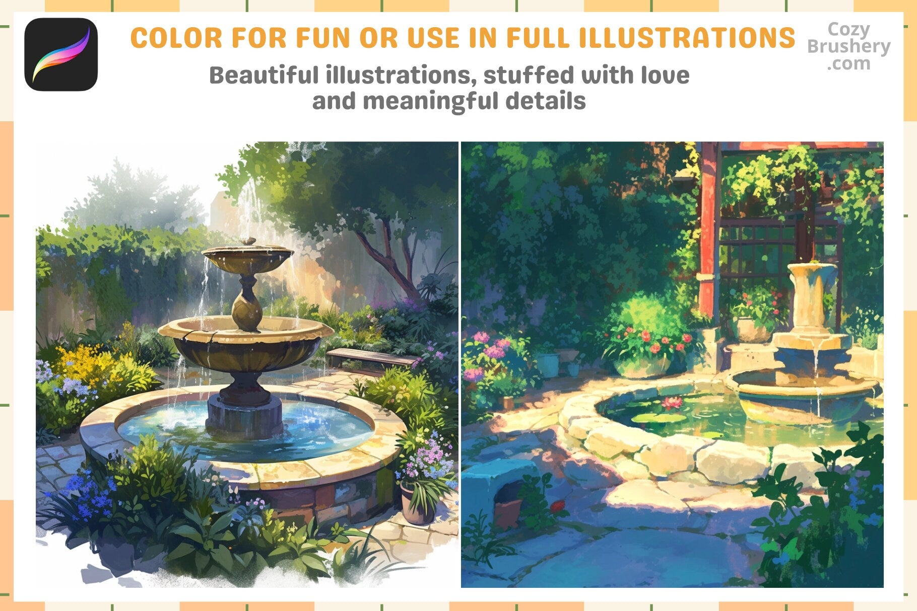 Procreate Brushes Little Garden Delight 160 Detailed Brushes - Cozy Brushery