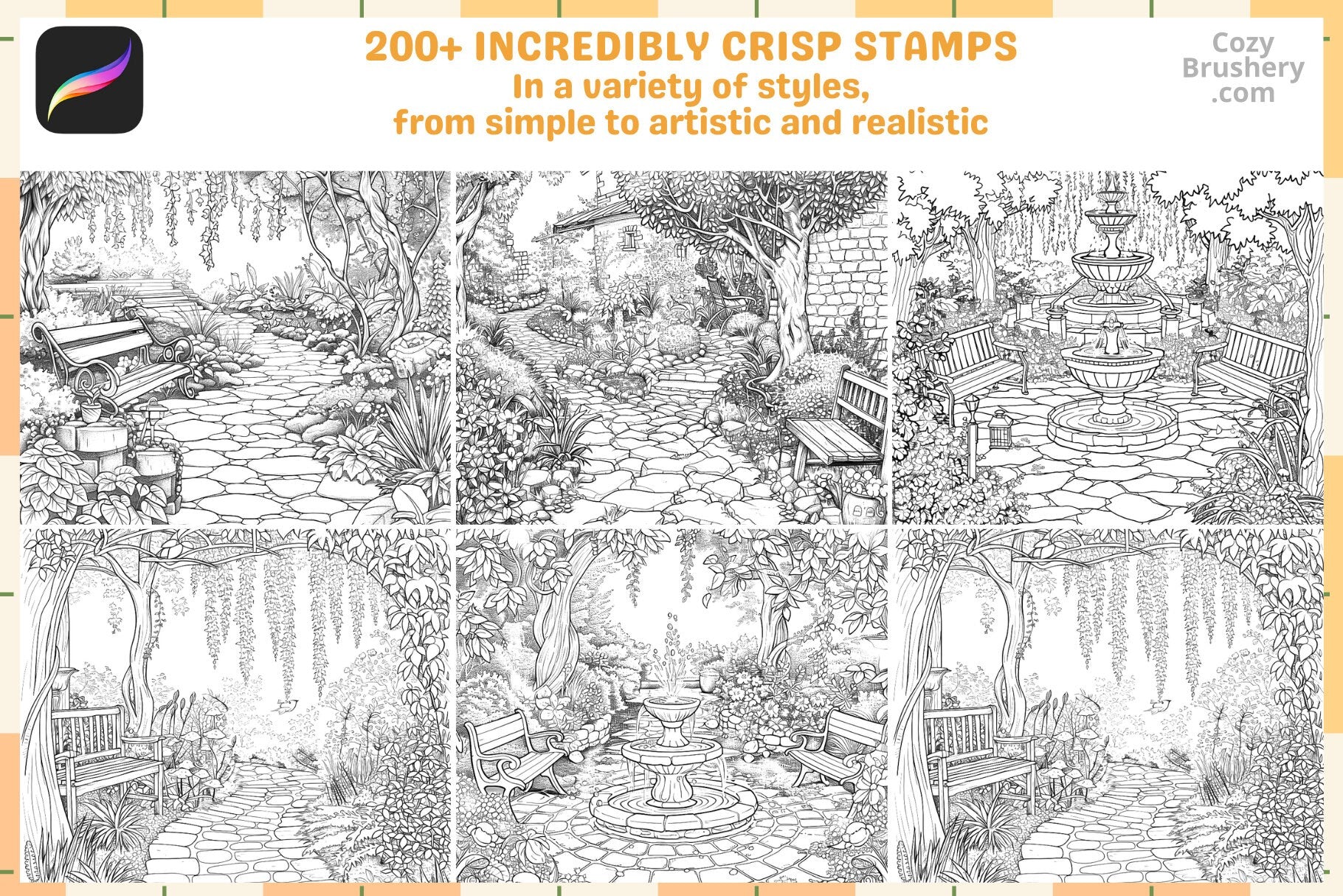 Procreate Brushes Little Garden Delight 160 Detailed Brushes - Cozy Brushery