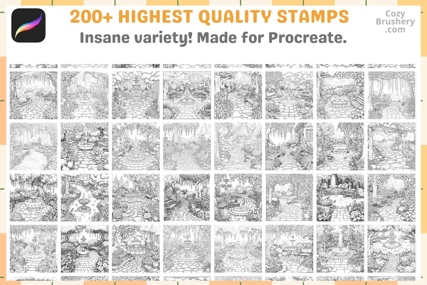 Procreate Brushes Little Garden Delight 160 Detailed Brushes - Cozy Brushery