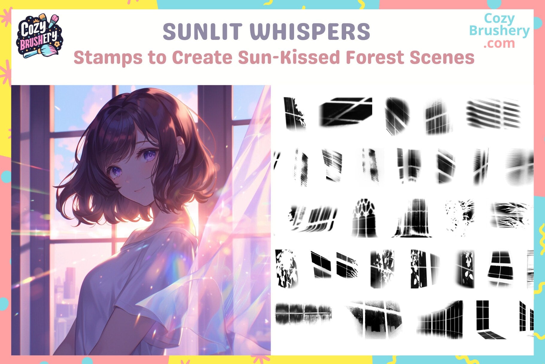 Procreate Brushes: Mystical Light Ray and Forest Stamps - Cozy Brushery