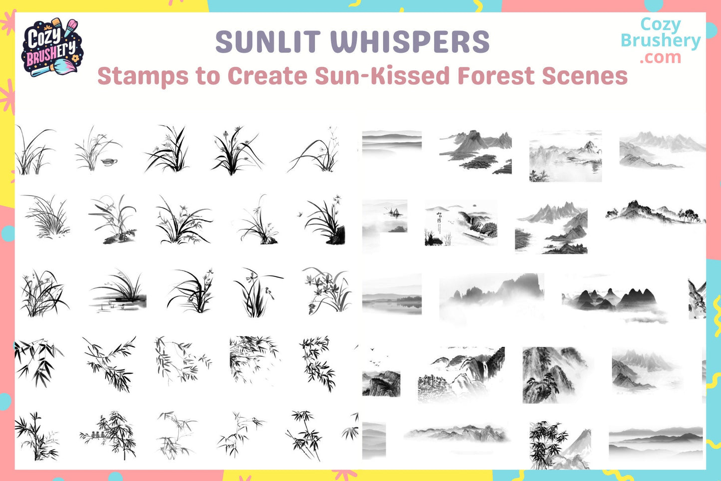 Procreate Brushes: Oriental Essence Art Kit for Nature - Cozy Brushery