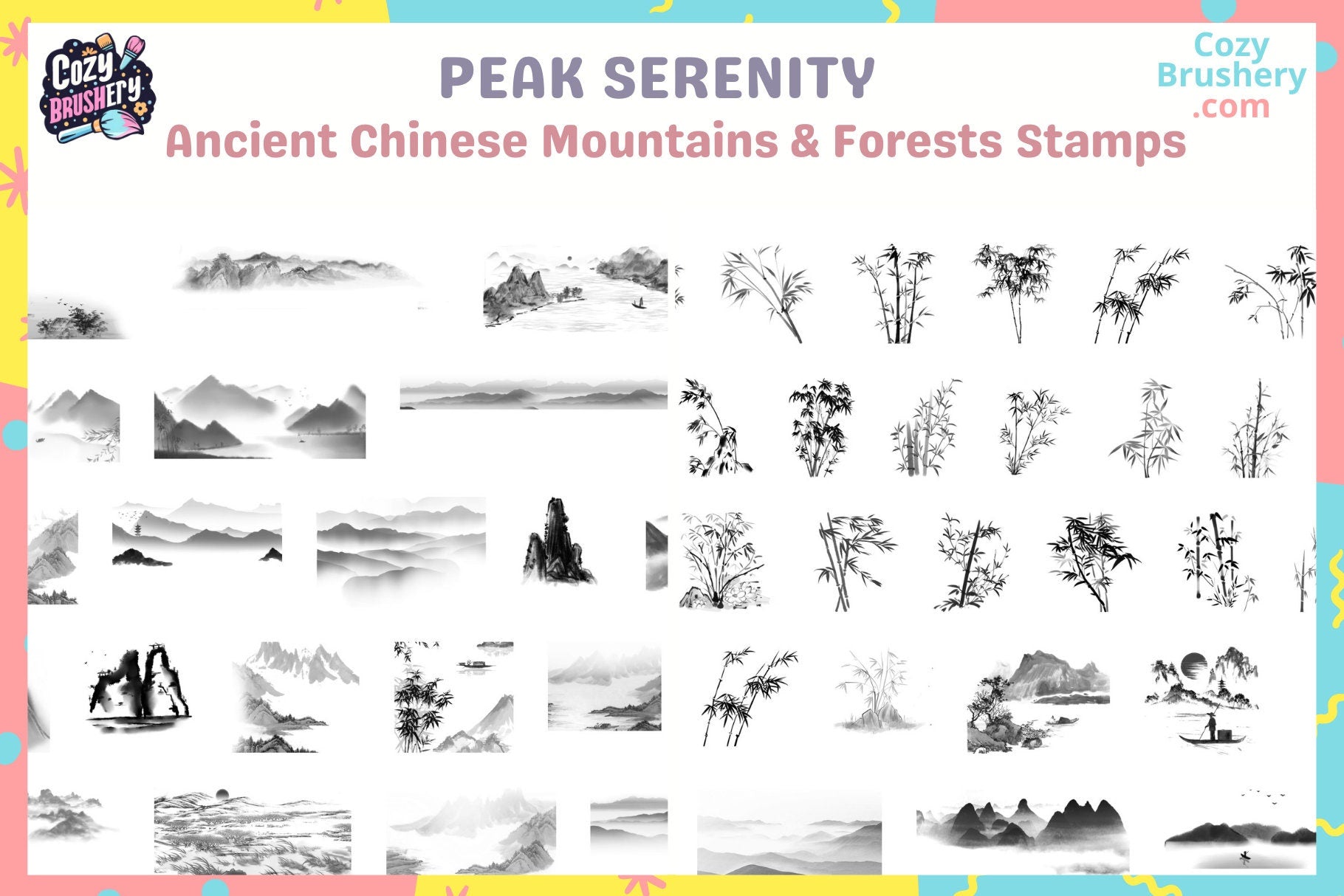 Procreate Brushes: Oriental Essence Art Kit for Nature - Cozy Brushery