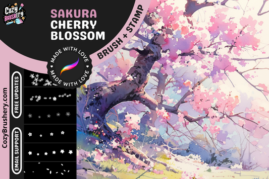 Procreate Brushes: Sakura Cherry Blossom Bliss 64 Brushes - Cozy Brushery