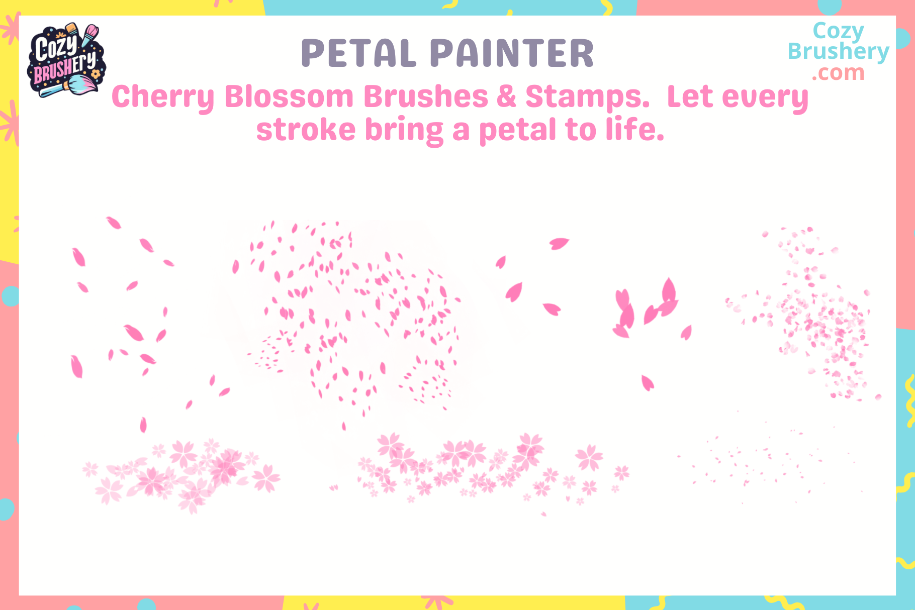 Procreate Brushes: Sakura Cherry Blossom Bliss 64 Brushes - Cozy Brushery