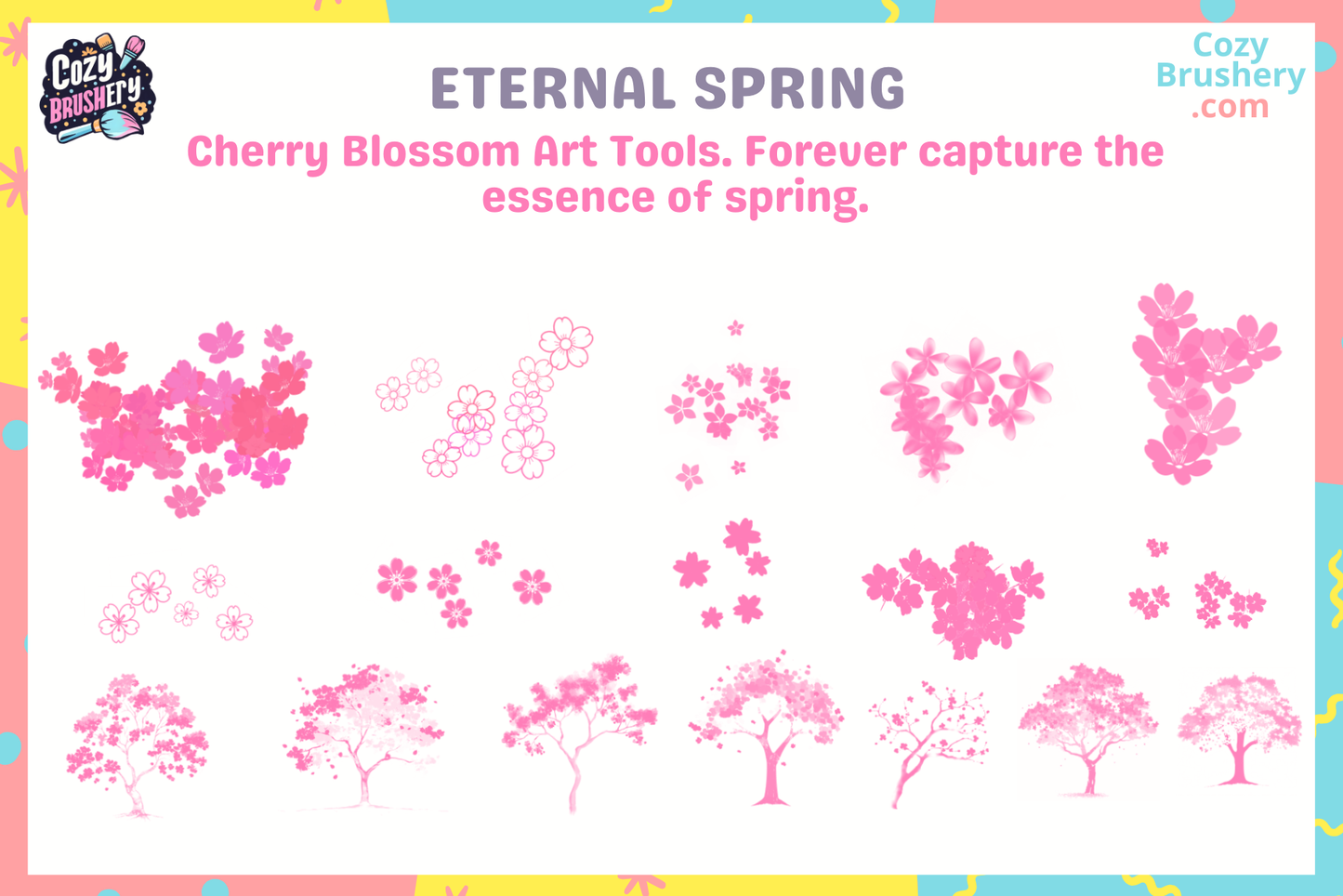 Procreate Brushes: Sakura Cherry Blossom Bliss 64 Brushes - Cozy Brushery