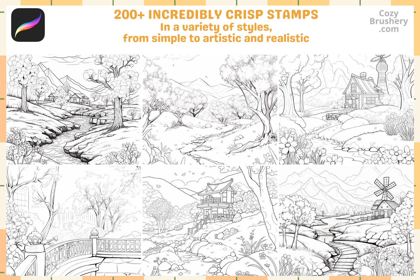 Procreate Brushes Springtime Spectacle 200 Plus Stamps - Cozy Brushery