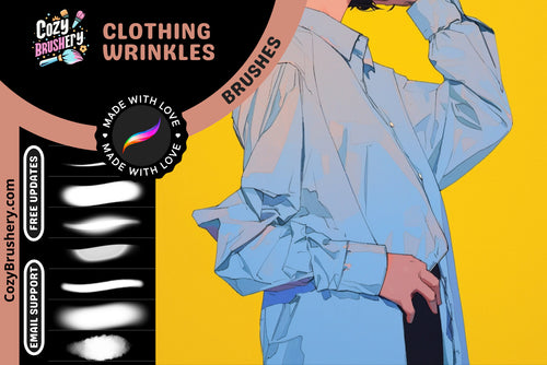 Procreate Brushes Ultimate Clothing Wrinkle Wizard 17 Brushes - Cozy Brushery