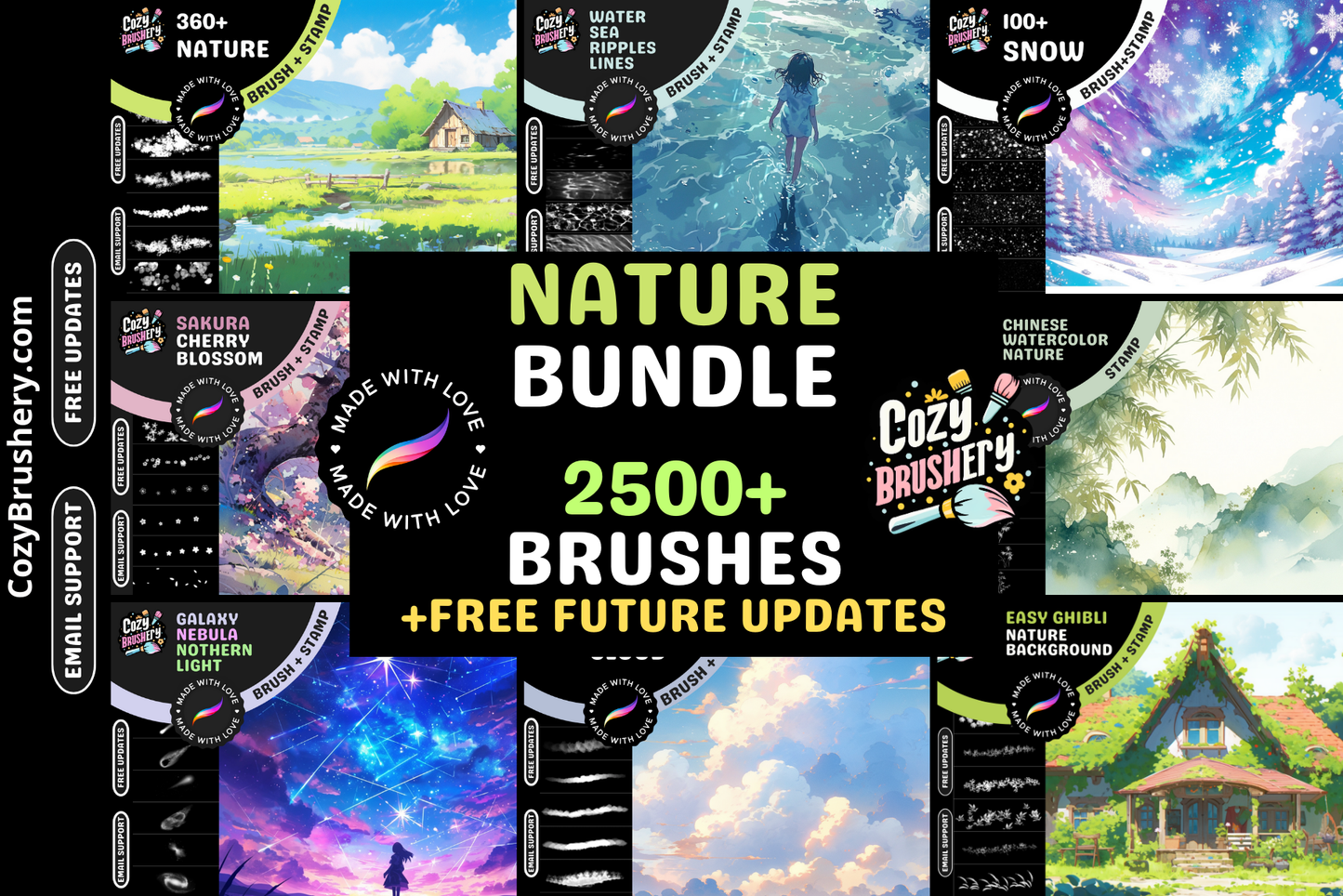 Procreate Brushes: Ultimate Nature Art Bundle 2500+ Anime - Cozy Brushery