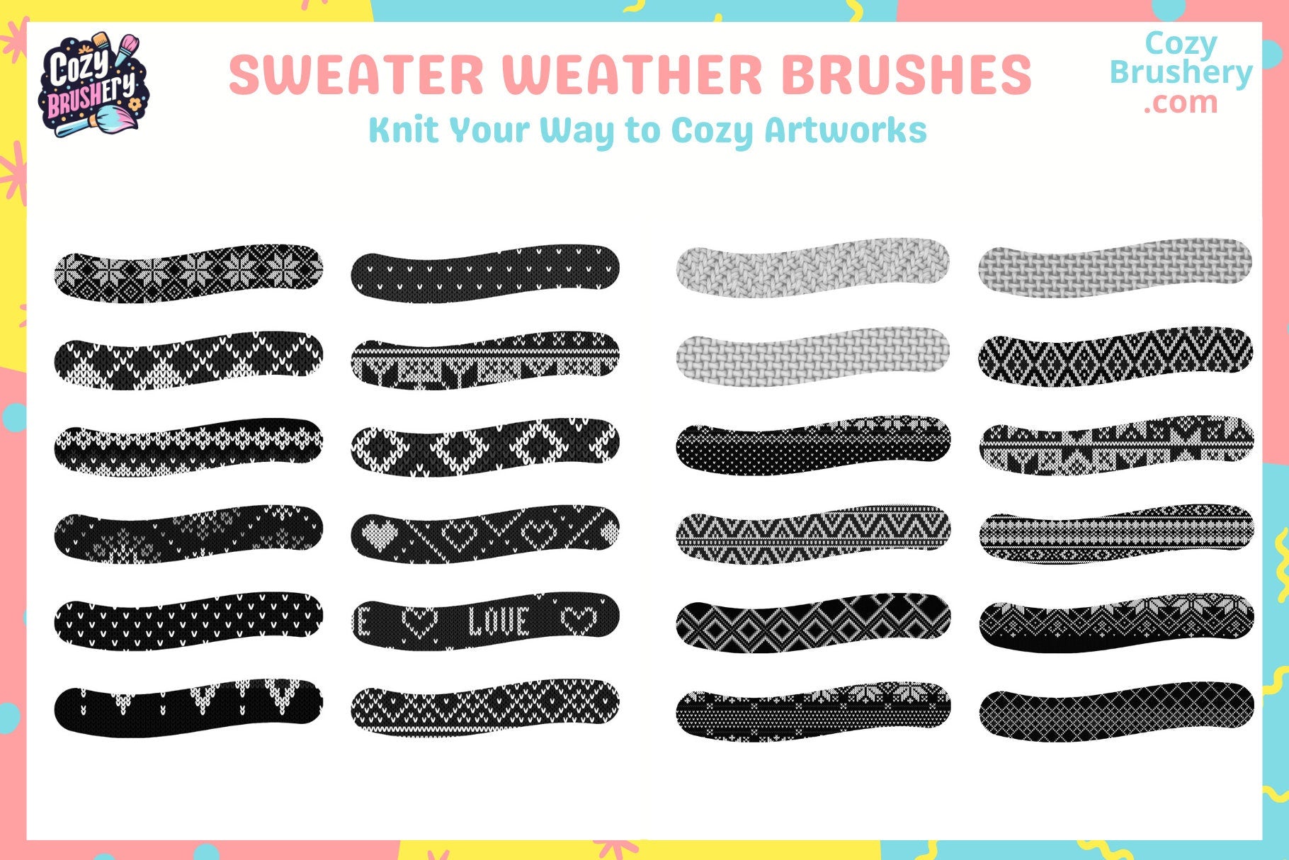 Procreate Brushes Wooly Wonder 87 Cozy Sweater Brushes - Cozy Brushery
