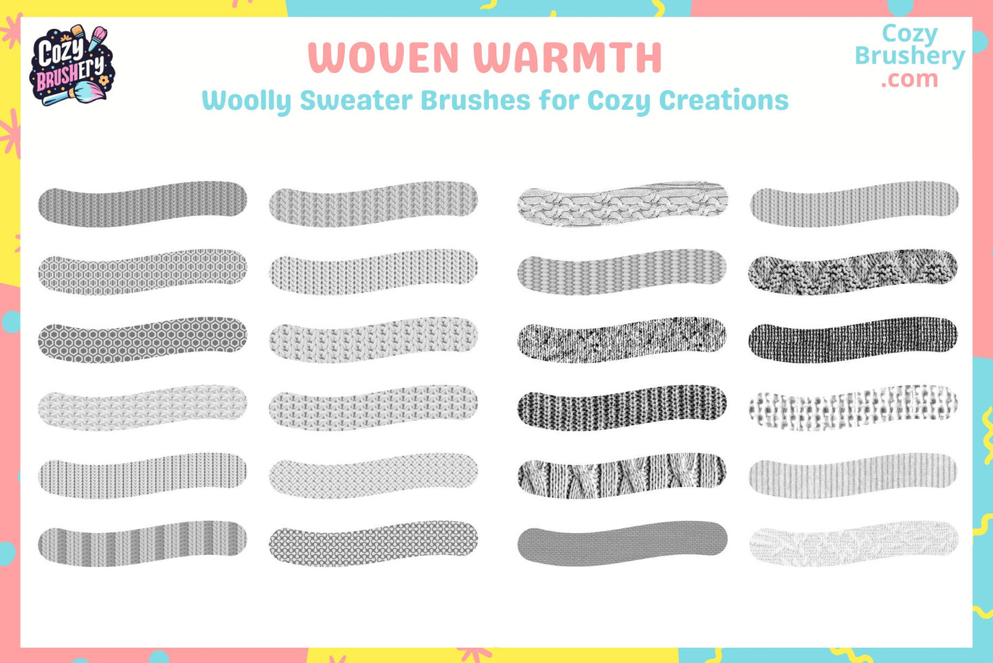 Procreate Brushes Wooly Wonder 87 Cozy Sweater Brushes - Cozy Brushery