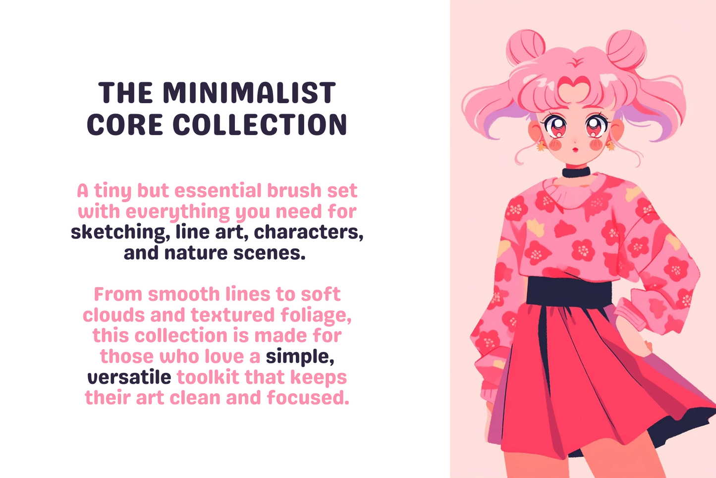 Procreate Brushes: Zen Minimalist Core Essential Set 14 Brushes for Sketching and Lineart - Cozy Brushery