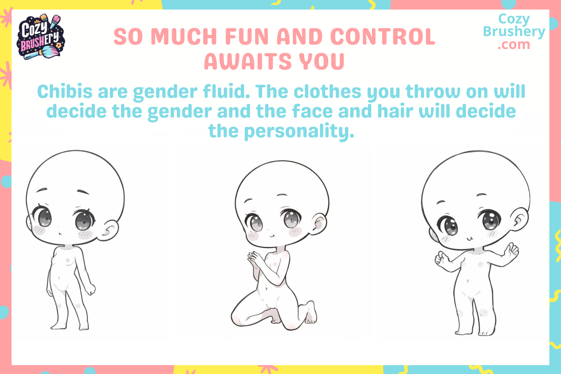 Procreate Chibi Body Template Stamps Brushes for All Genders - Cozy Brushery