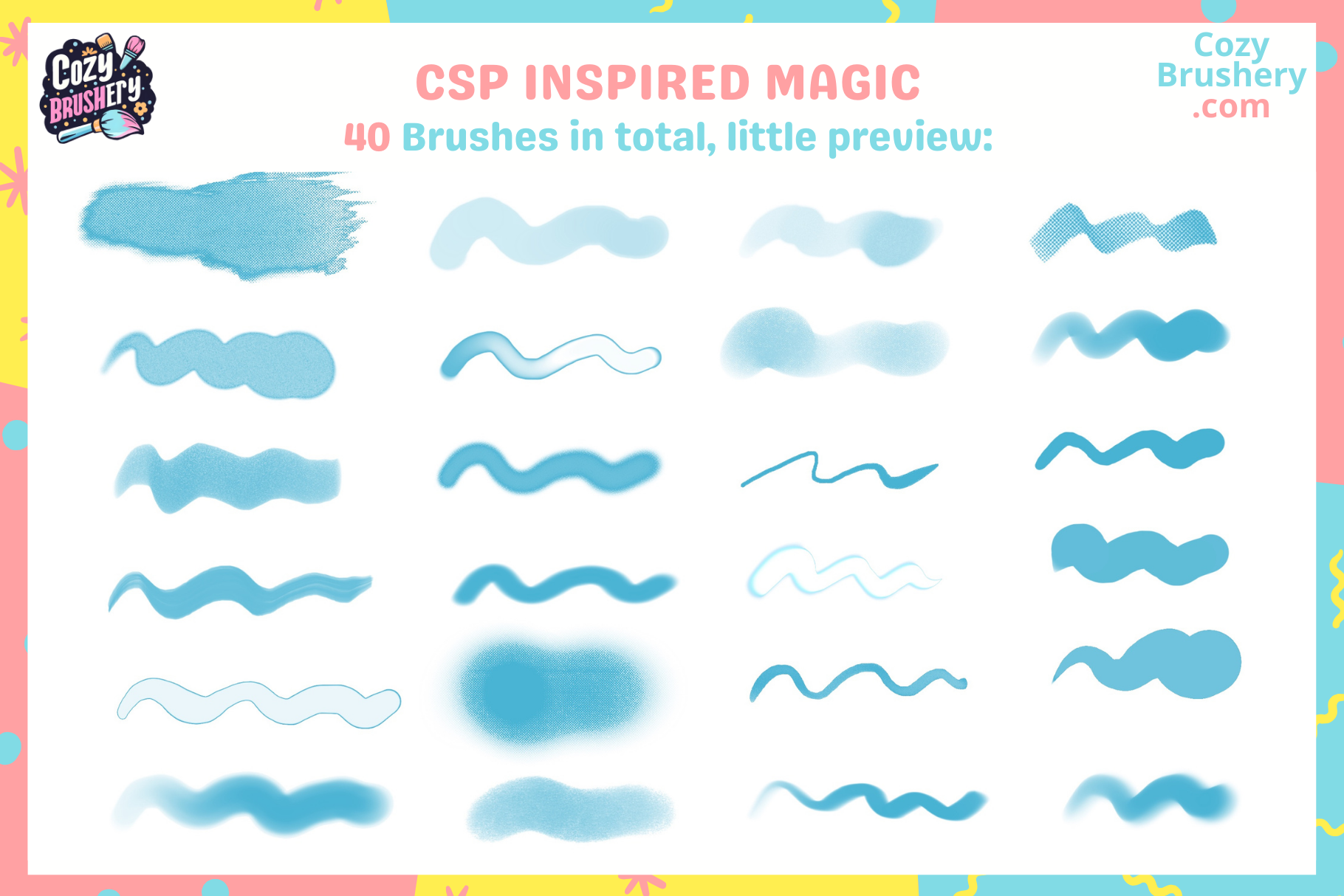 Procreate Clip Studio Brushes – 40 Brushes for Art Creation - Cozy Brushery