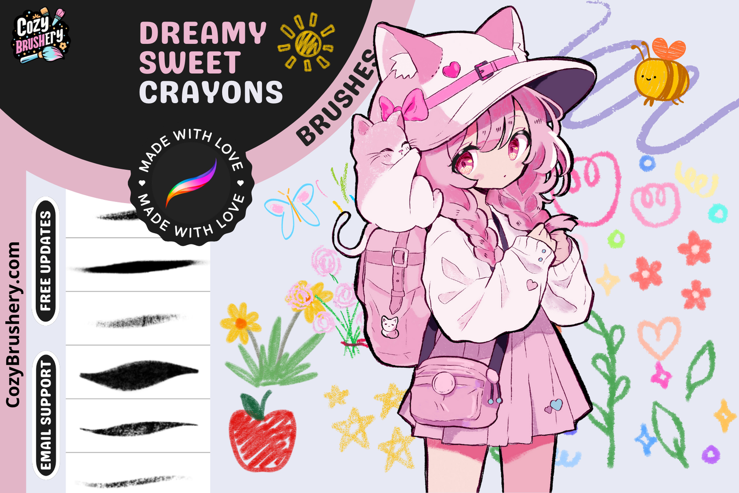Procreate Crayon Brushes for Anime and Manga Art Bundle - Cozy Brushery