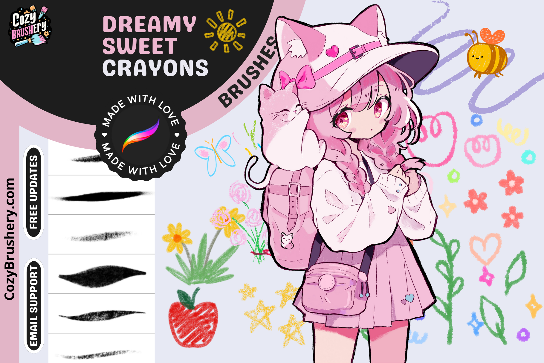 Procreate Crayon Brushes for Anime and Manga Art Bundle - Cozy Brushery