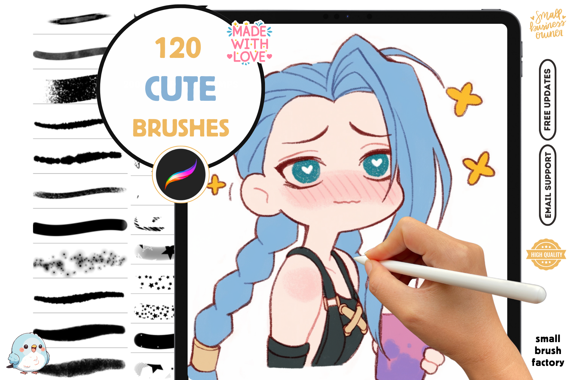 Procreate Cute Brushes Collection - 120 Adorable Brushes Set - Cozy Brushery