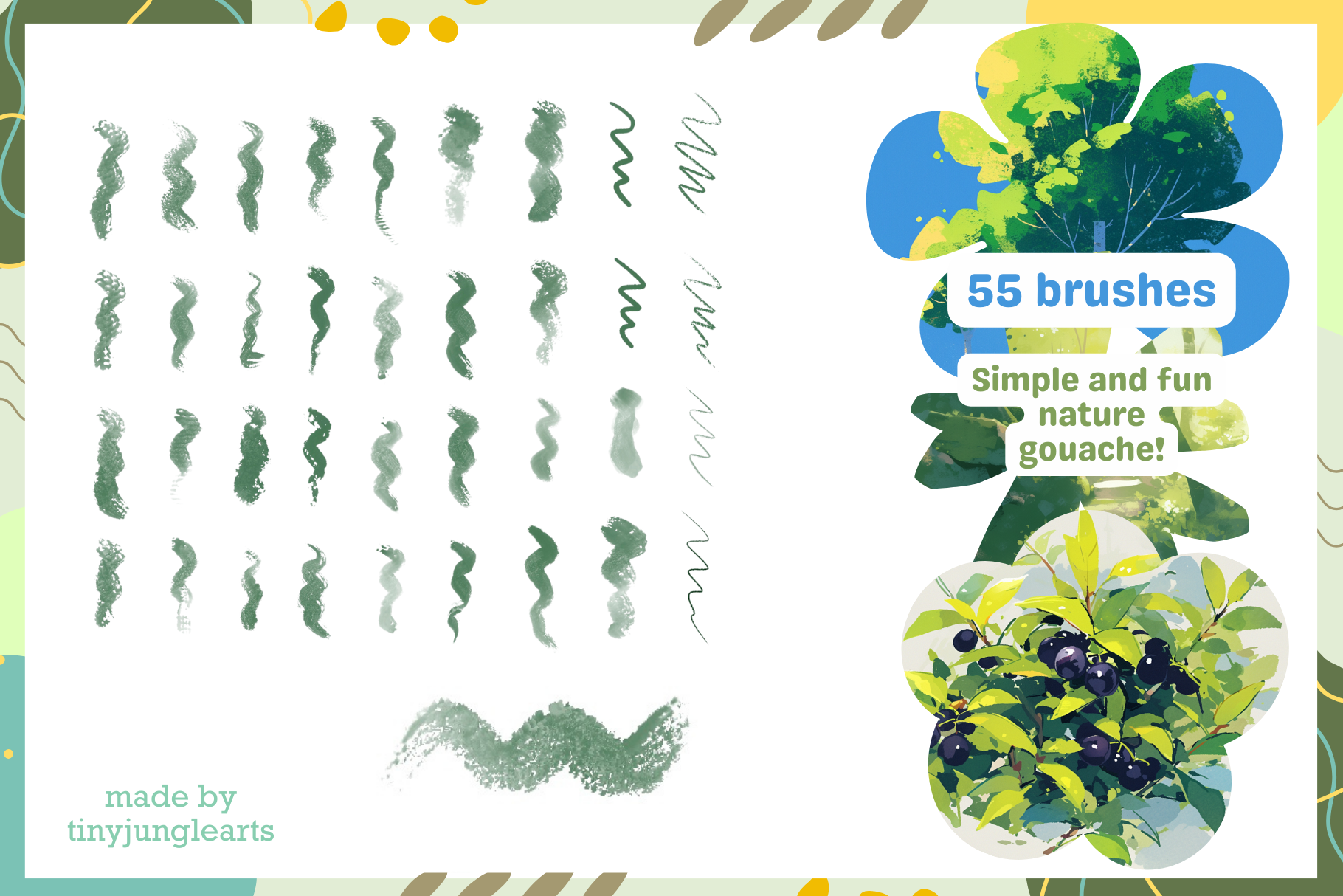 Procreate Gouache Brushes – 55 Realistic Brushes Set - Cozy Brushery