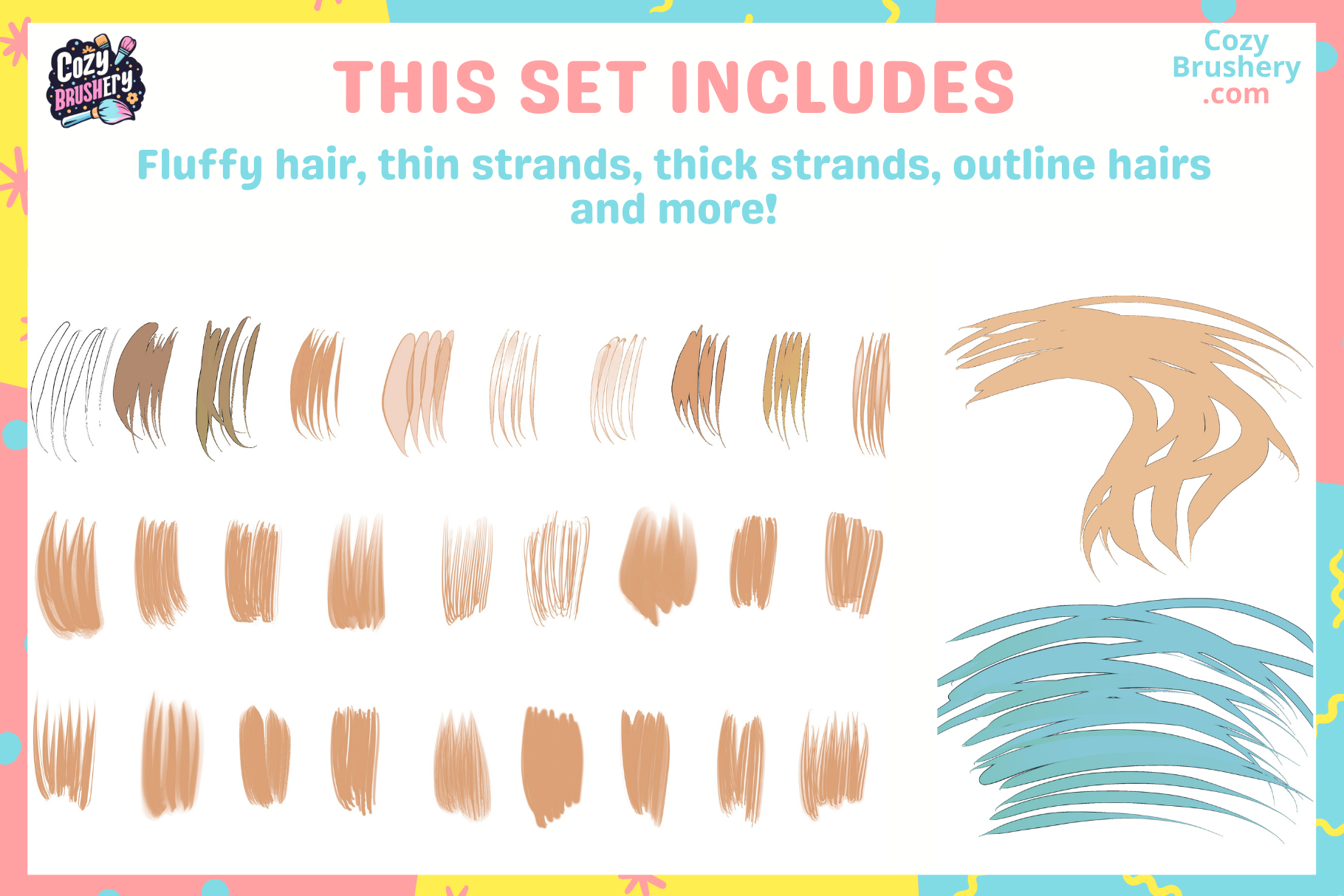 Procreate Hair Brush Set: Ultimate Bundle for All Styles - Cozy Brushery