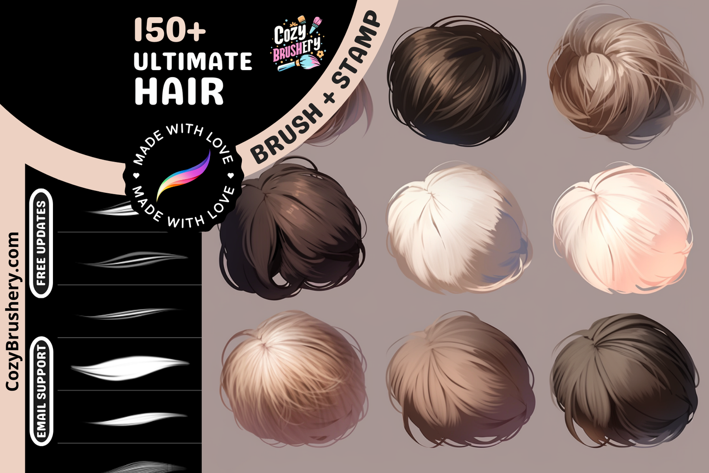 Procreate Hair Brush Set: Ultimate Bundle for All Styles - Cozy Brushery