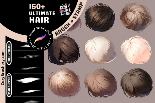 Procreate Hair Brush Set: Ultimate Bundle for All Styles - Cozy Brushery