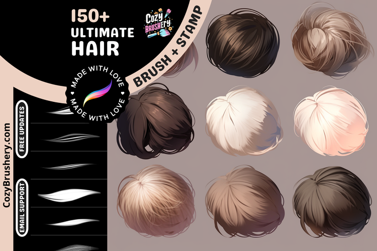 Procreate Hair Brush Set: Ultimate Bundle for All Styles - Cozy Brushery
