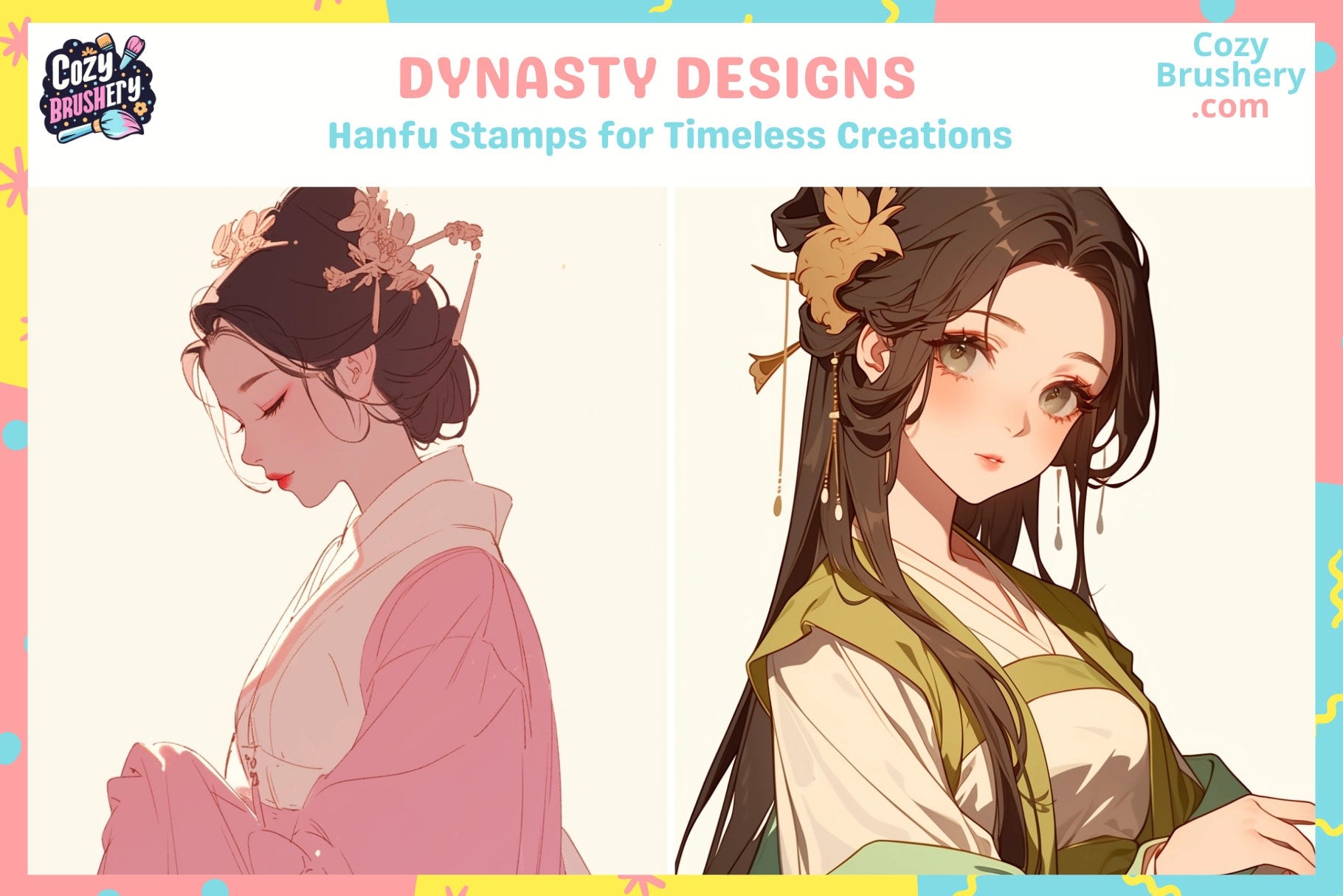 Procreate Hanfu Stamps for Traditional Chinese Clothing Art - Cozy Brushery