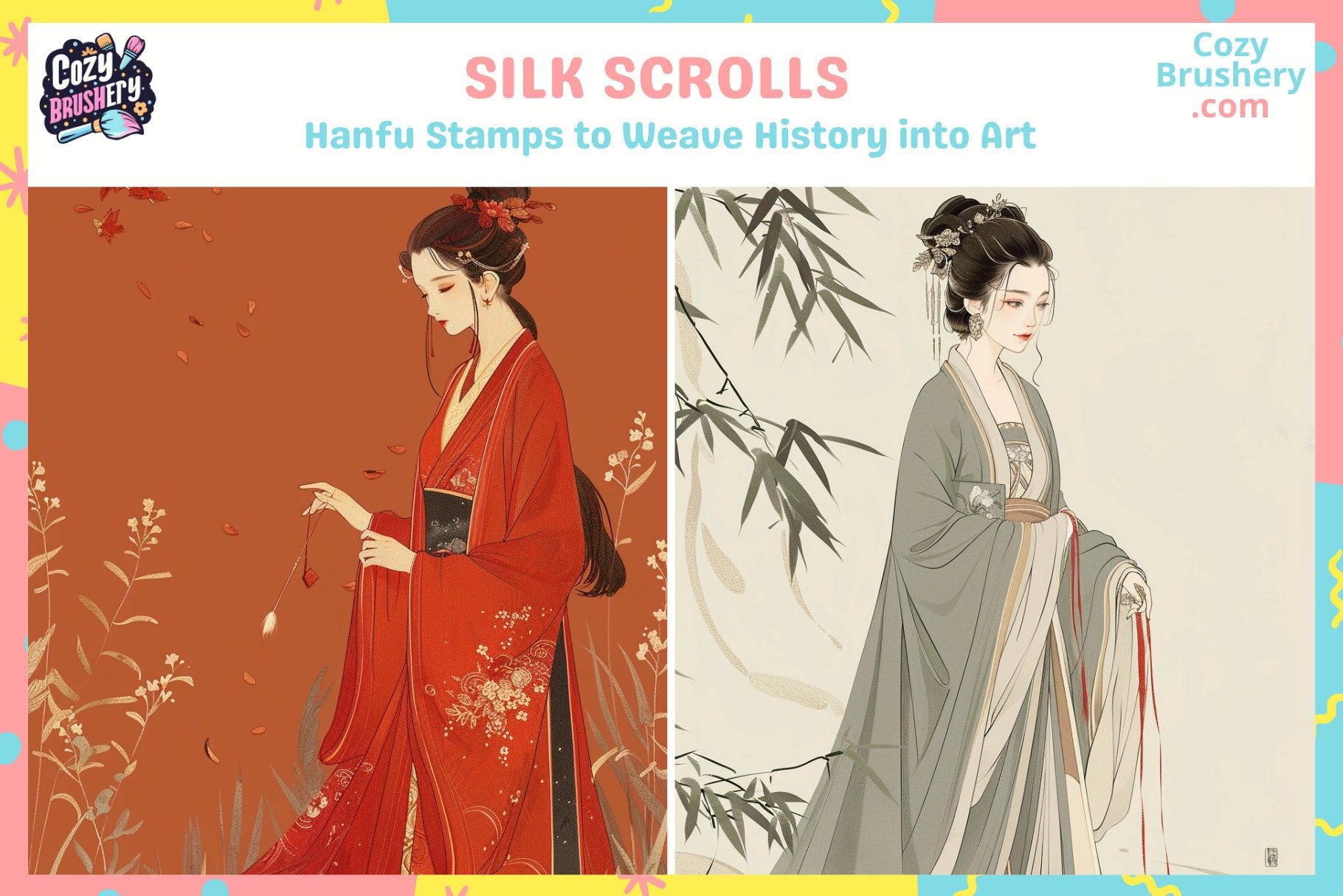 Procreate Hanfu Stamps for Traditional Chinese Clothing Art - Cozy Brushery