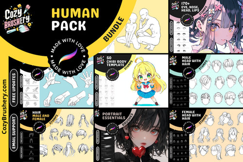 Procreate Human Body Bundle: Brushes and Stamps for Portraits - Cozy Brushery