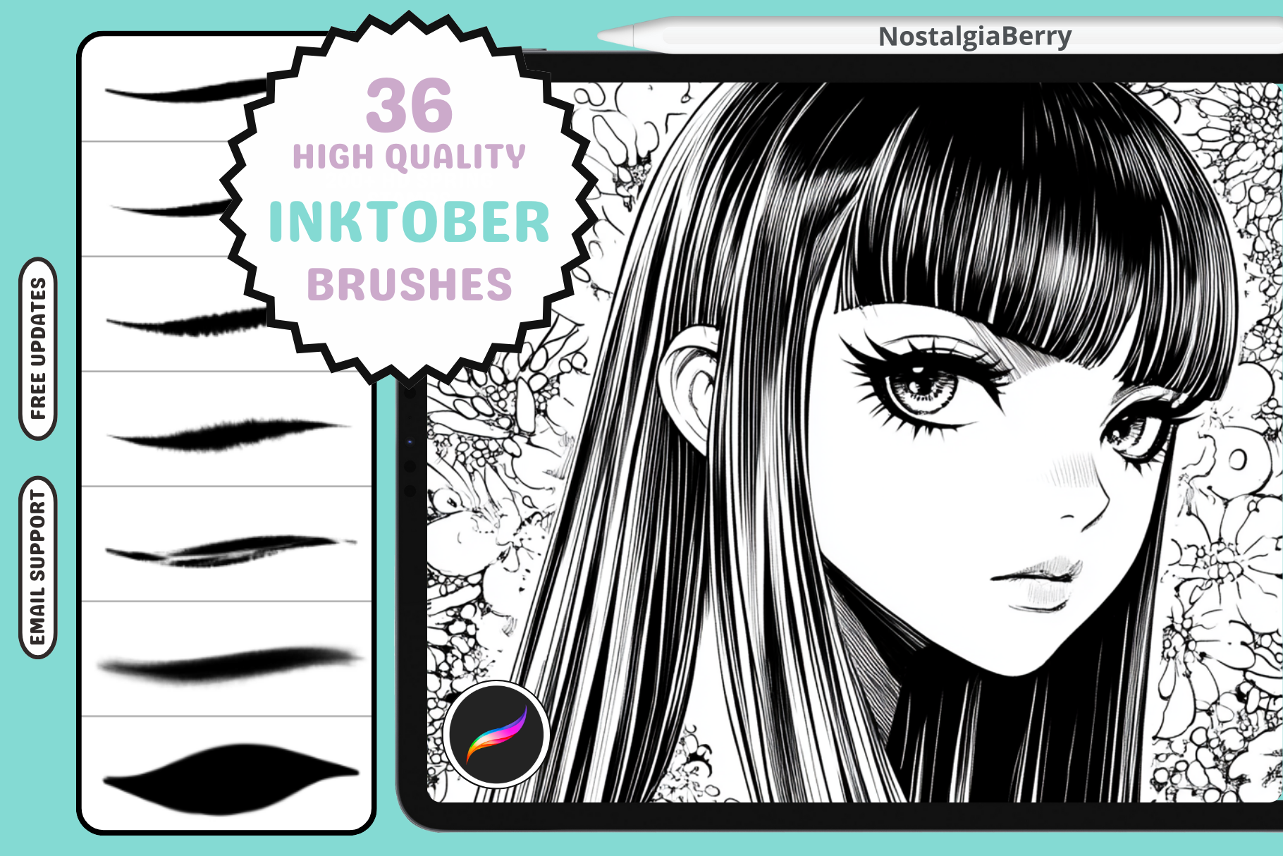 Procreate Inking Brushes for Inktober and Calligraphy - Cozy Brushery