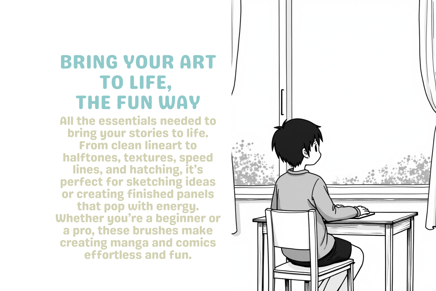 Procreate Manga Brushes Pack – 87 Brushes for Lineart, Shading, Foliage, Speed Lines, and Halftones - Cozy Brushery