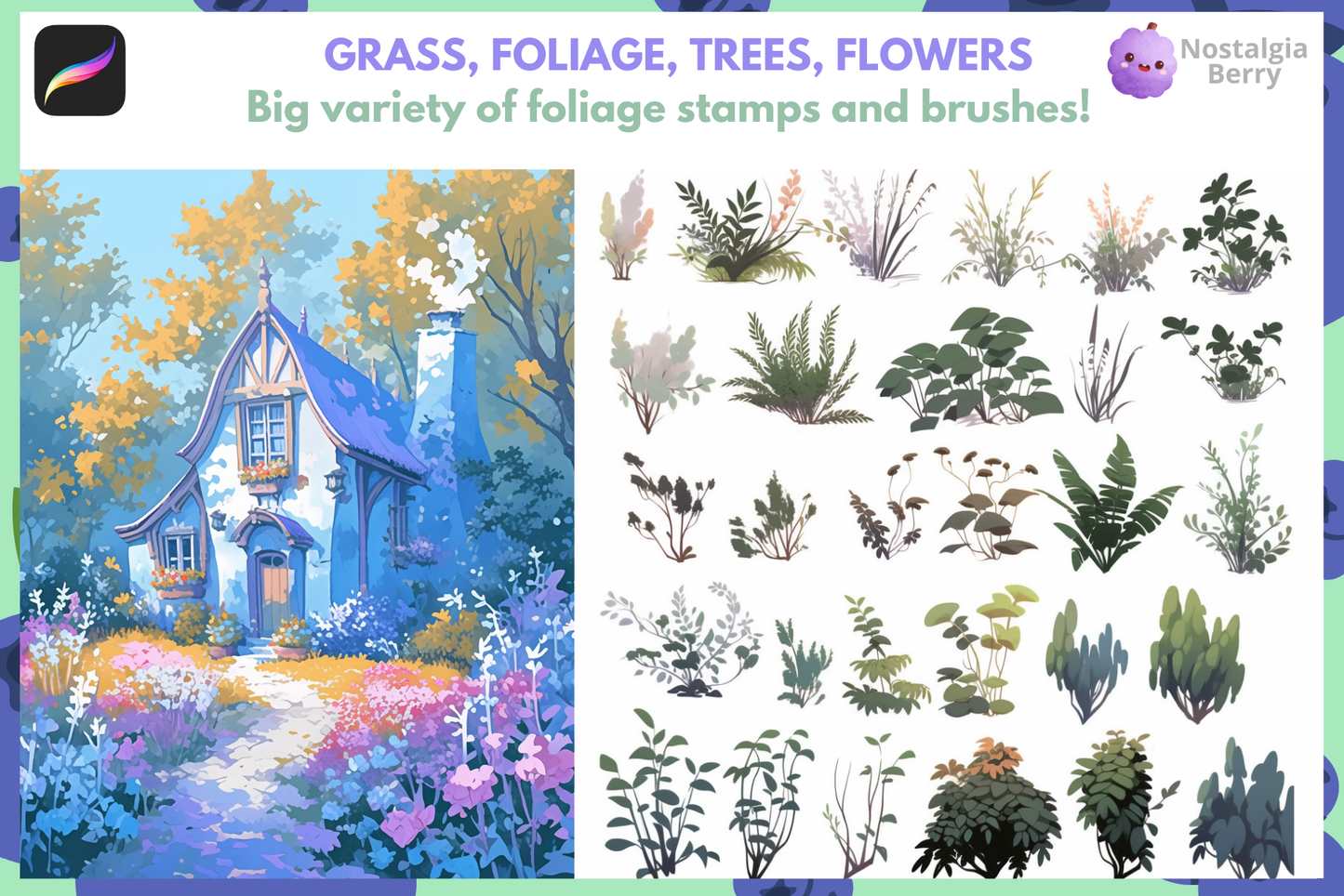 Procreate Nature Brush Bundle: 2000 Plus Brushes for Landscapes - Cozy Brushery