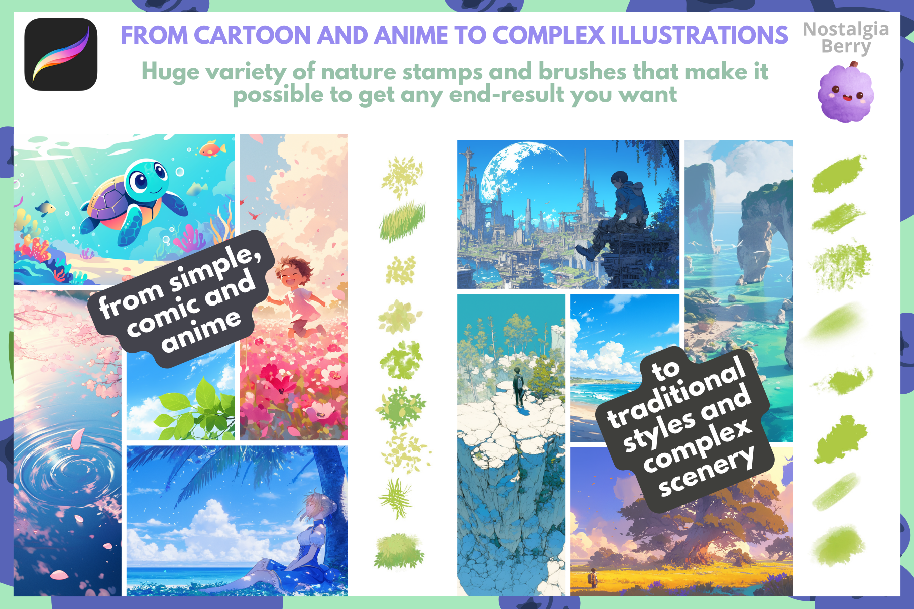 Procreate Nature Brush Bundle: 2000 Plus Brushes for Landscapes - Cozy Brushery