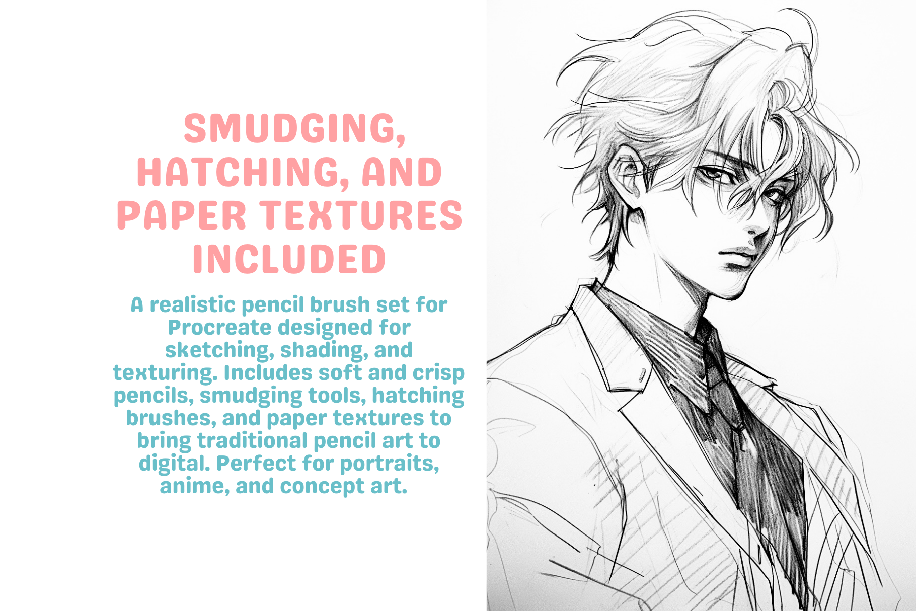 Procreate Pencil Sketch Brushes – 26 Realistic Brushes for Anime, Portraits, Still Life, and Concept Art - Cozy Brushery