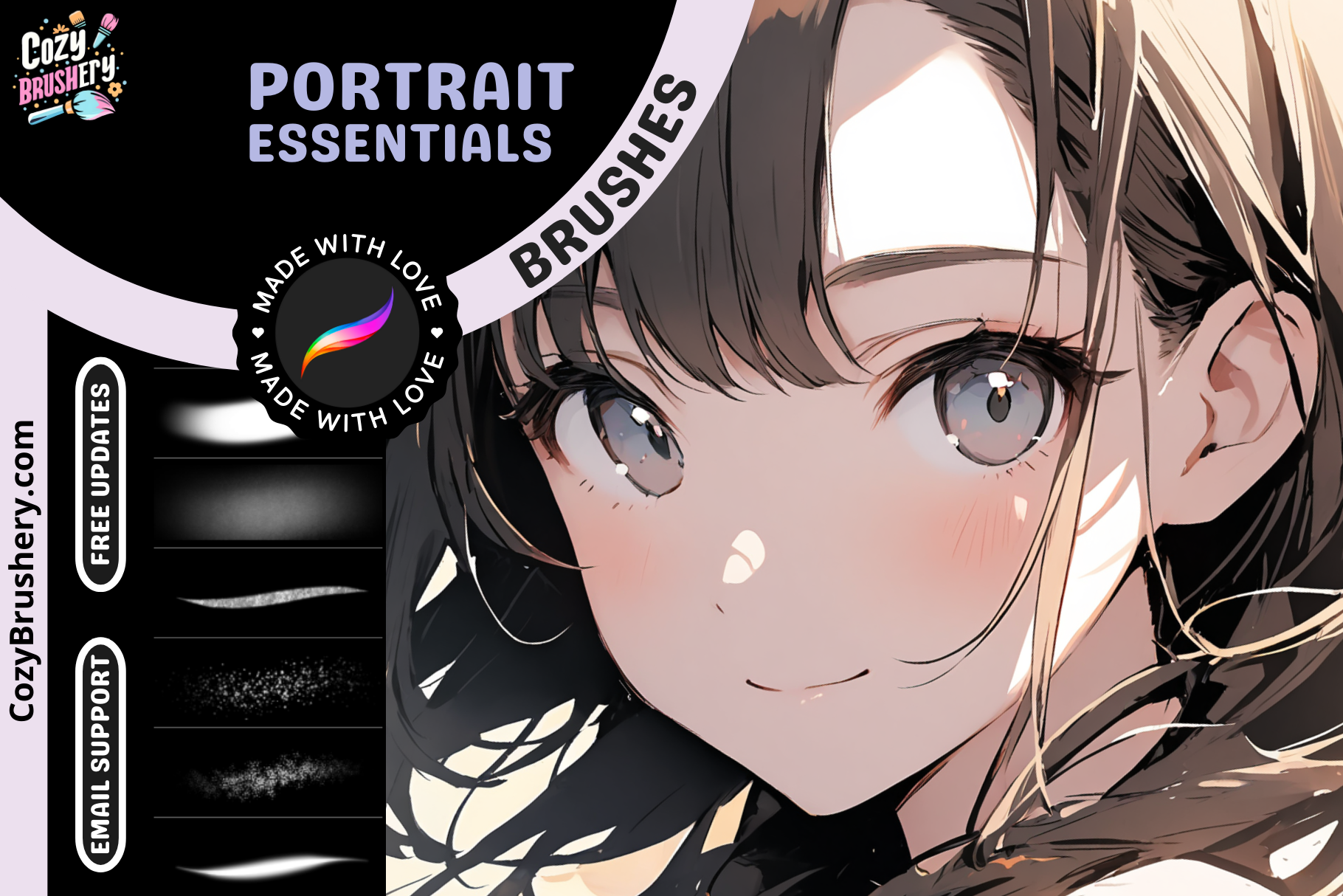 Procreate Portrait Brushes for Anime Manga Comic Art - Cozy Brushery