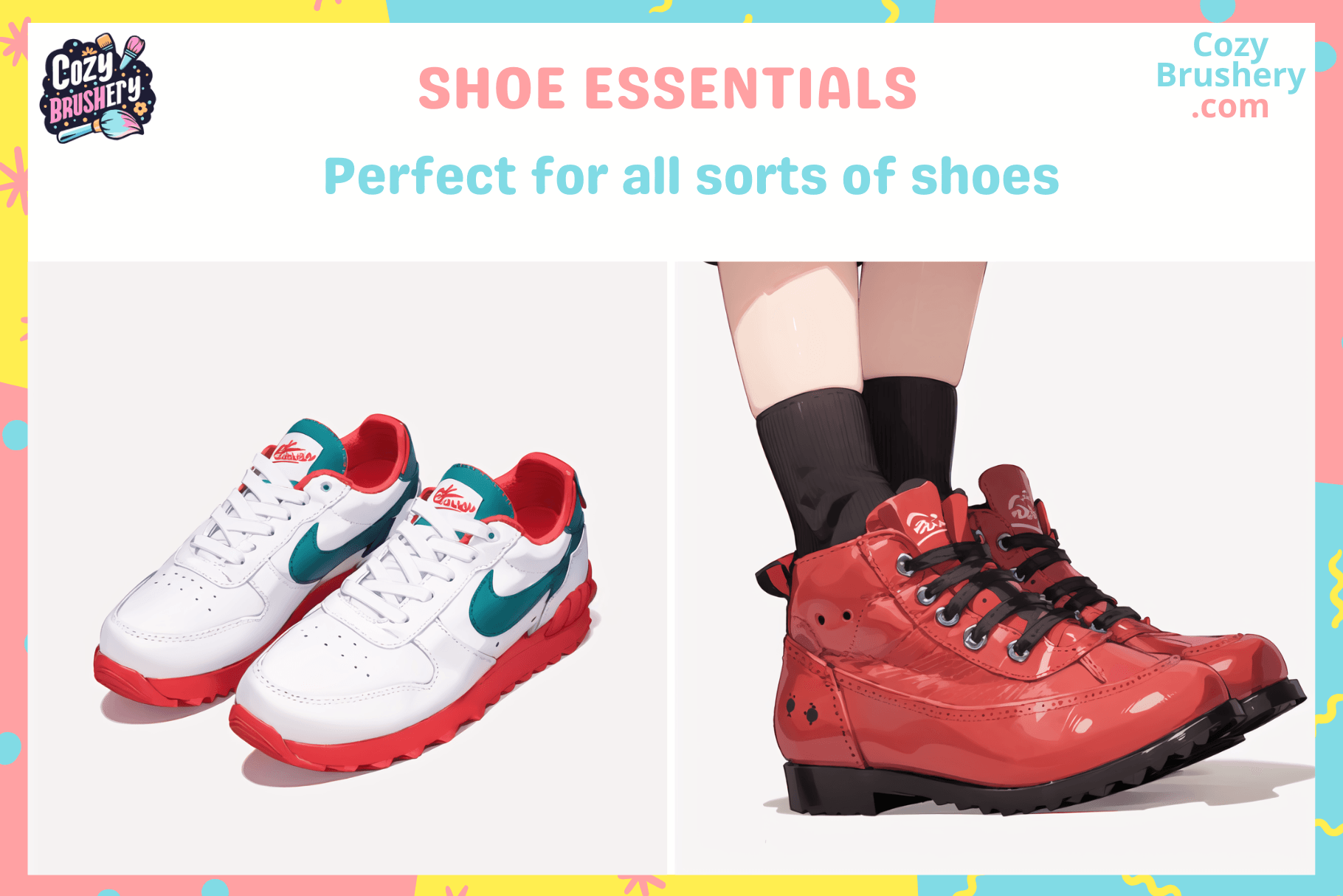 Procreate Shoe Brushes and stamps - Clothing Laces, ribbons, stitches, leather textures for sneakers and boots - Cozy Brushery