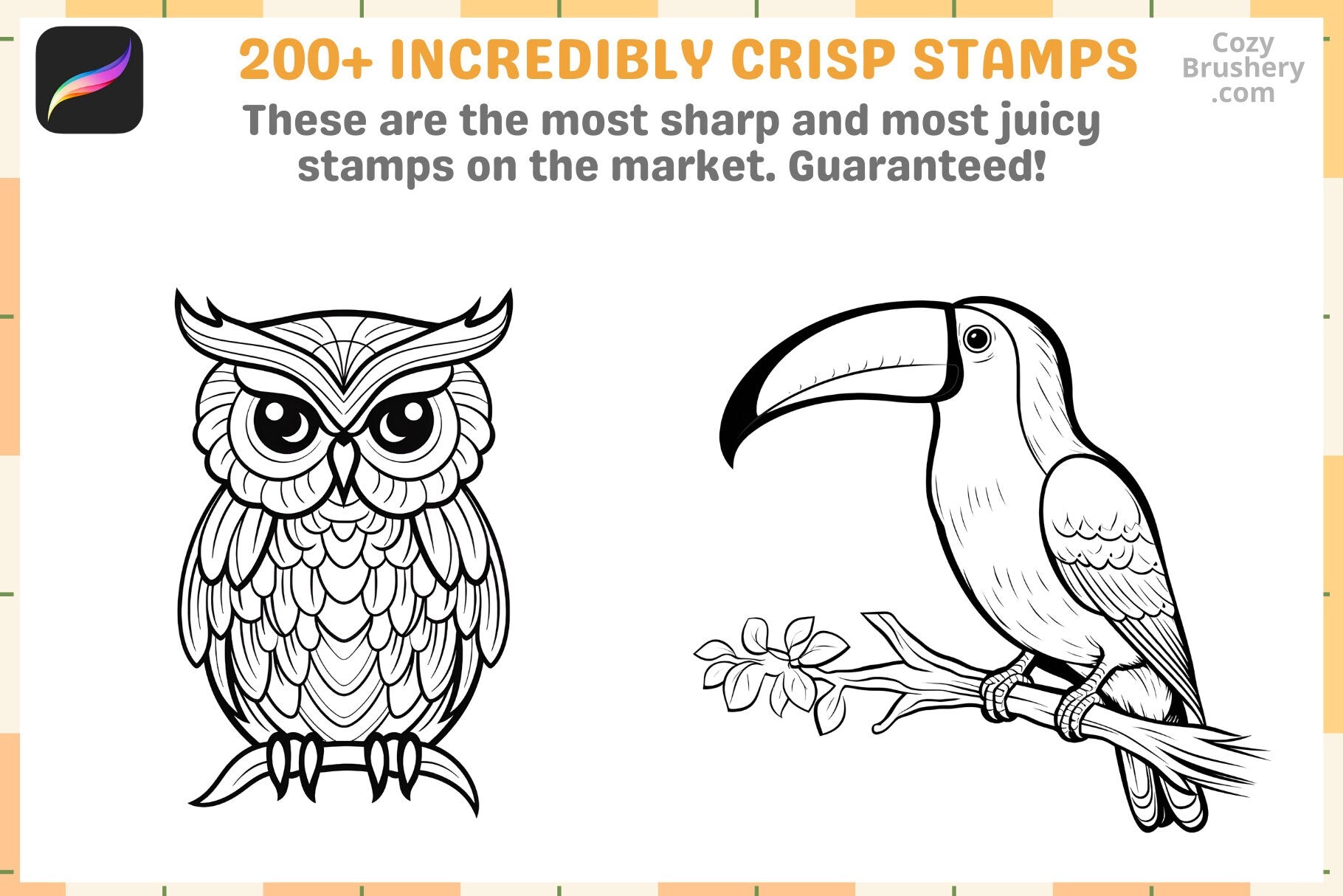 Procreate Stamps: Avian Adventure Pack with 200 Bird Stamps - Cozy Brushery