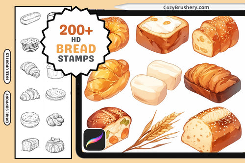 Procreate Stamps: Bread Bonanza Pack 200 Plus Stamps - Cozy Brushery